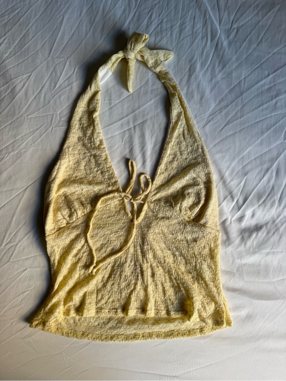 Source Unknown Pale Yellow Halter Tie-Front Camisole